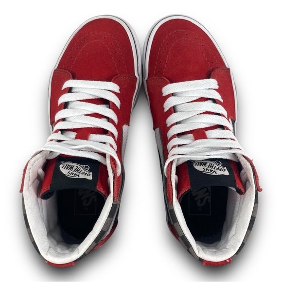 Vans Sk8 Hi Checkerboard Sneakers 508357 Skate Shoes Red Black Gray Youth 1.5 - Picture 7 of 9